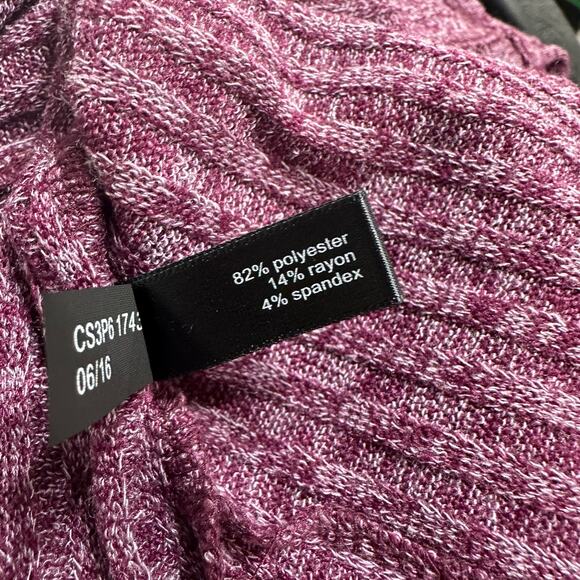 The Limited‎ Knit Tunic Top Purple Womens Size L Ribbed HiLo Hem Round Neckline - Picture 8 of 8